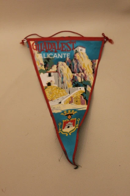 Ancien Fanion en tissu Guadalest Alicante Espagne 27 cm