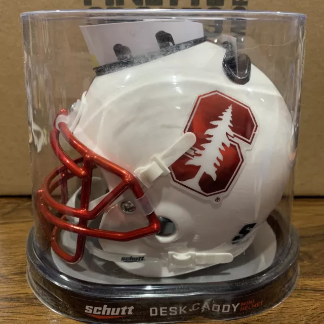 Stanford University Cardinal (Chrome Mask) NCAA Schutt Mini Helmet Desk Caddy
