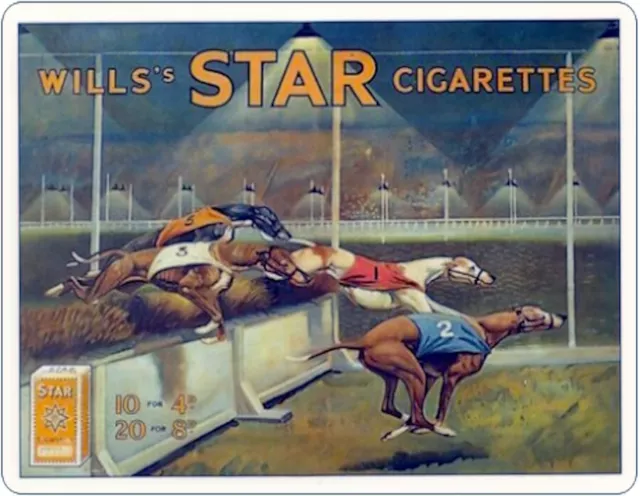 Vintage Wills Cigarettes Greyhound Racing Advertising Poster Man Cave Metal Sign