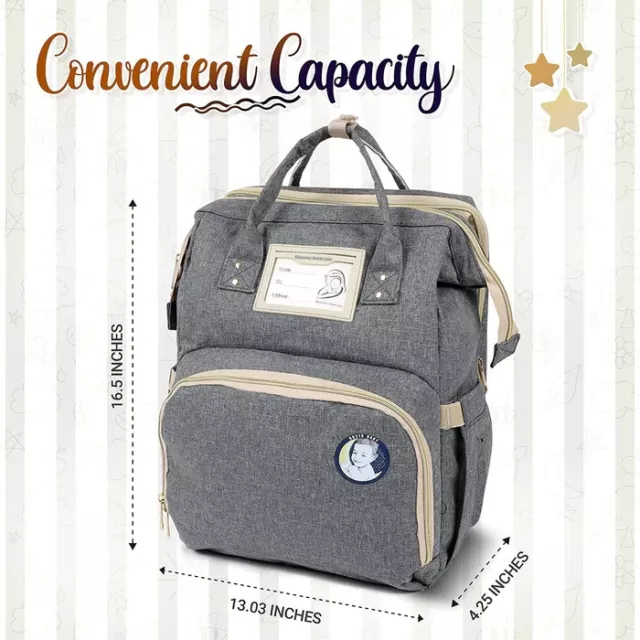 Diaper Bag Backpack, Multifunctional Baby Changing Bag with Foldable Crib & Insu 3