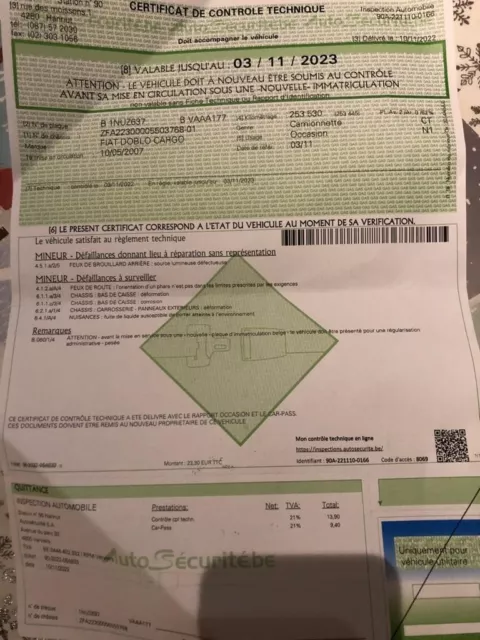 Prêt à immatriculé fiat doblo