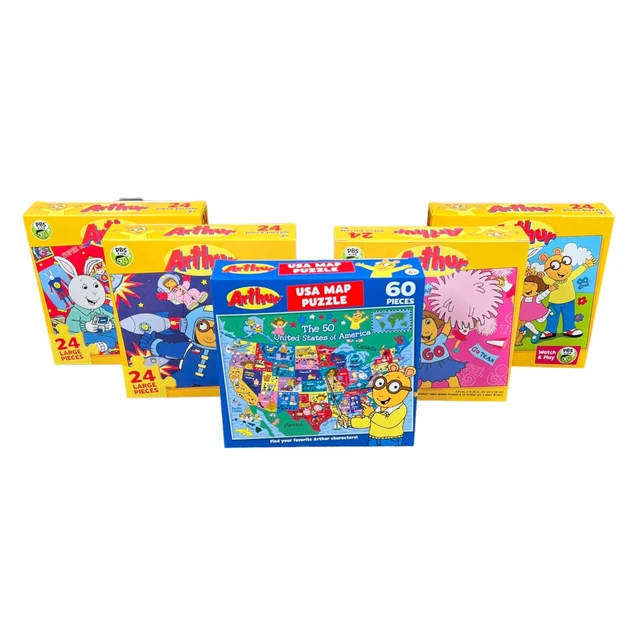 ARTHUR USA Map Jigsaw Puzzle The 50 United States PBS Kids Puzzle Lot of 5