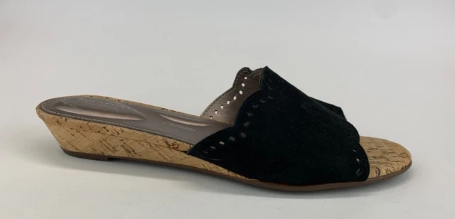 Rockport Womens Black Suede Leather Slide Sandals Sz US 7