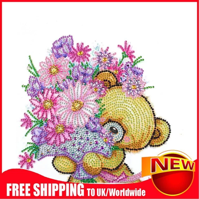 Partial Drill Special Shape Cartoon Bear Rhinestone Drawing Kit Home Decoration