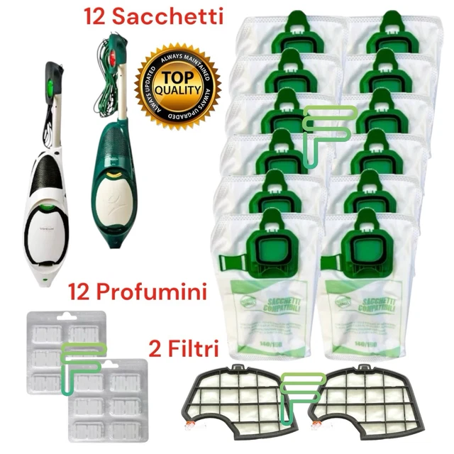 GE.RA 12 Sacchetti FOLLETTO VK 140 VK 150 + 2 Griglie Motore + 12 - Foto 11