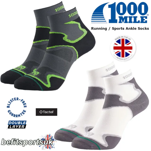 1000 Mile Running Socks Mens Womens Ladies Fusion Cushioned Sports Ankle Blister