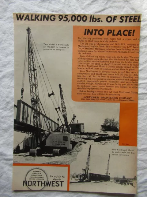 1959 Print AD Northwest Crane 11X8"