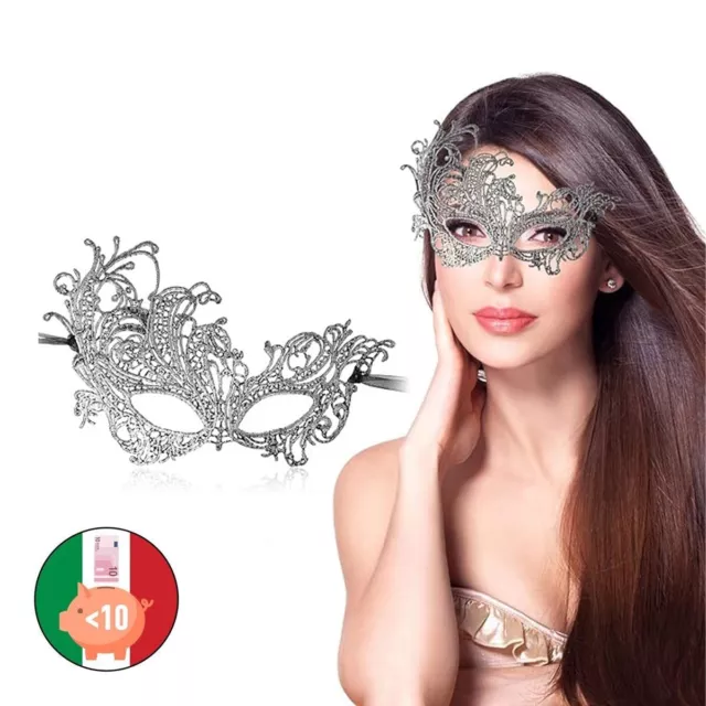 MASCHERA DONNA PIZZO Halloween Party Venezia Argento Festa Elegante Costume  EUR 6,99 - PicClick IT