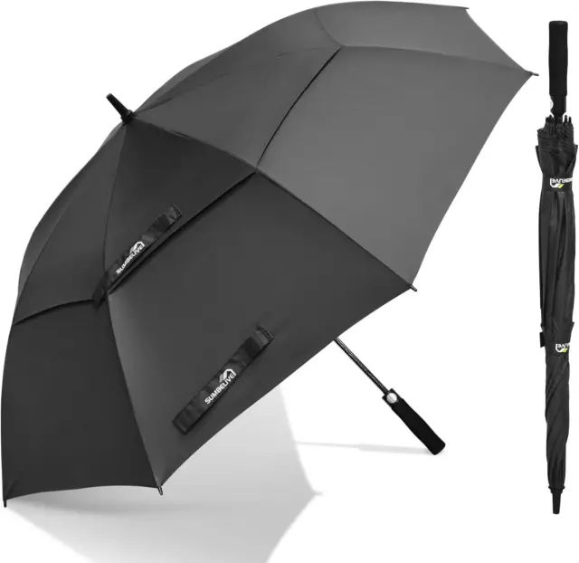 62Inch Golf Umbrella,Automatic Open Extra Large Umbrella with Double Canopy Vent