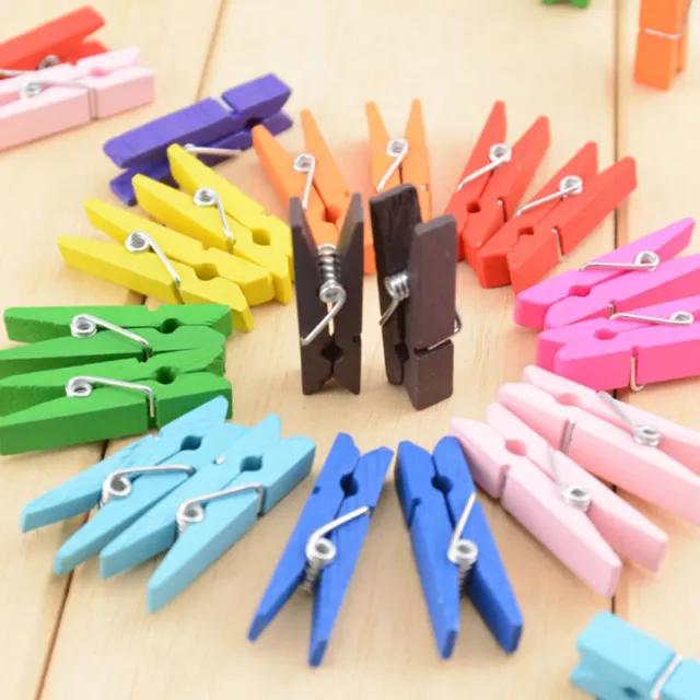 100x Mini Colort Clip Pinzas Pinzas Pinzas Artesanales Pinzas de madera