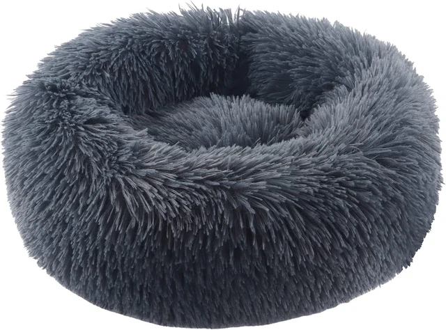 Cat Bed, Small Dog Bed, round Donut Washable Plush Fluffy Faux Fur Soft Cushion