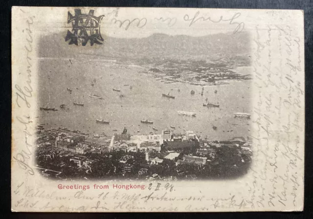 1899 Hong Kong Real Picture Postcard Cover To Isselhorst Germany Harbor View