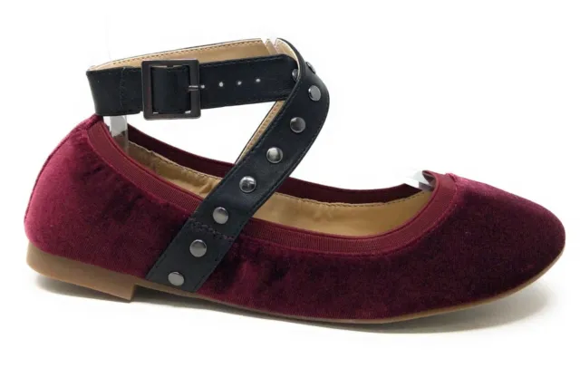 Style By Charles David Womens Dillard Ballet Flat Burgundy Faux Velvet Size 6 M