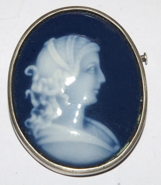 BIJOU ANCIEN PETITE broche ovale en porcelaine de Limoges portrait femme EUR 25,00 - FR