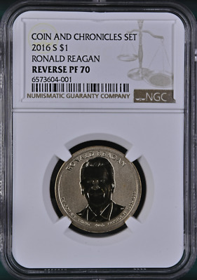 2016 Coin and Chronicles Ronald Reagan $1 NGC REVERSE PROOF PF 70