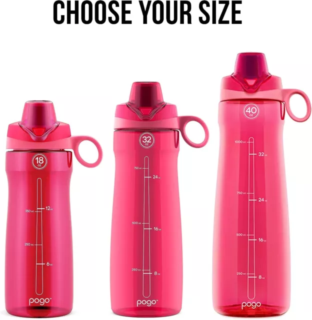 Pogo Bpa-Free Tritan Plastic Water Bottle with Chug Lid, 32 Oz, Pink. 3