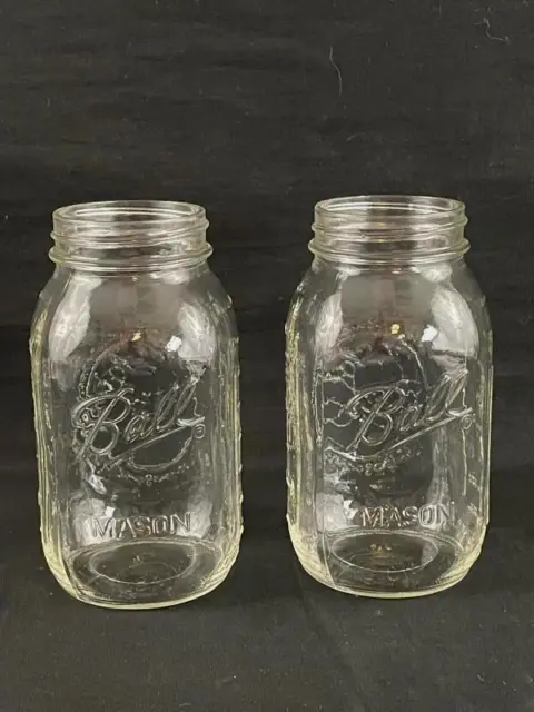 Lot of 2 Vintage Ball Mason Jars 3 Cups 24 Ounces No Lids Clear Glass Mold 58