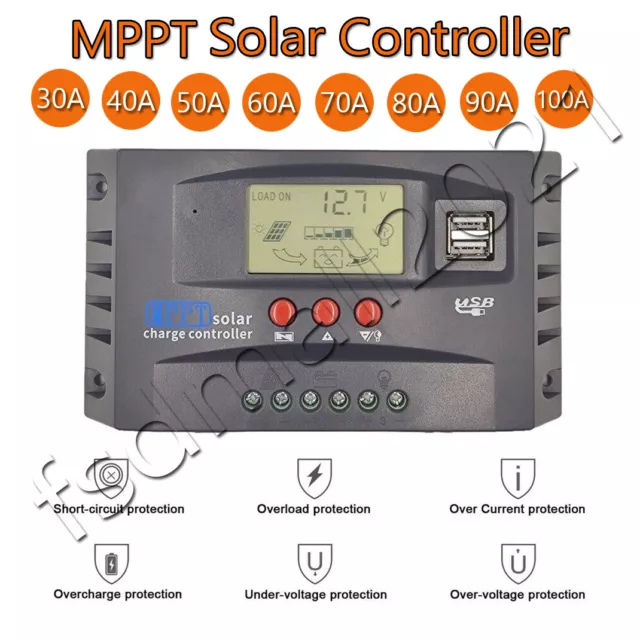 MPPT Panneau solaire Regulator Charge Controller 12V/24V 30/40/50/60/70/80/100A