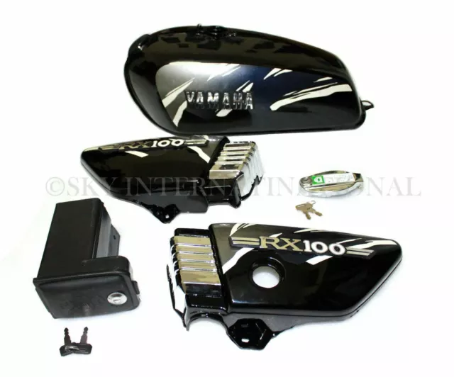 For Yamaha RX100 Fuel Tank & Side Penal + Tool Box Set Black Export Model