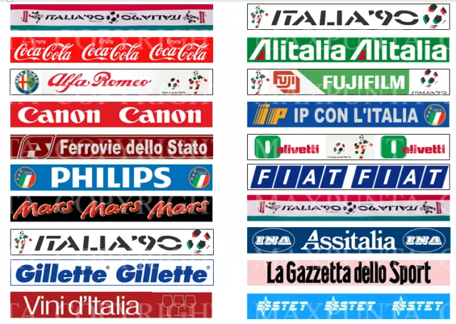 SUBBUTEO 20 STICKERS WORLD CUP ITALIA '90 ADVERTS for FENCE PUBBLICITA TRANSENNA