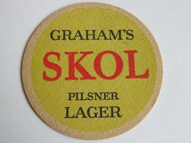 Beer Brewery Coaster ~ GRAHAM'S SKOL Pilsner Lager ~ Northampton, England, UK