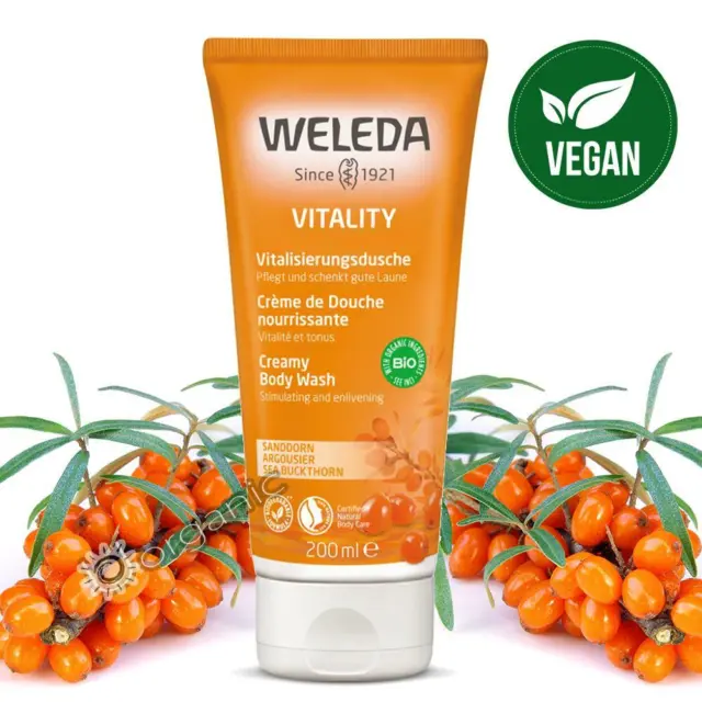 Weleda Organic Vitality Sea Buckthorn Creamy Body Wash for Dry Skin 200ml