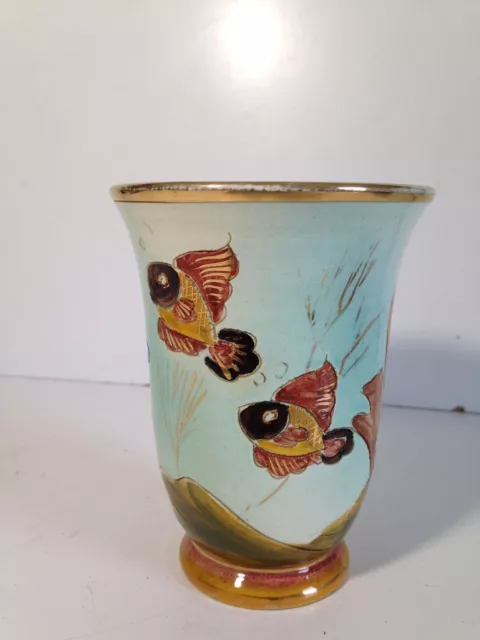 SUPERBE Vase KERINA MONACO  DÉCOR DE  POISSONS Vallauris