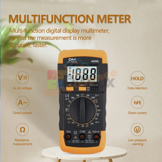 DM A830L Digital Multimeter Voltmeter AC DC Ammeter Ohmmeter Volt Ohm Tester US