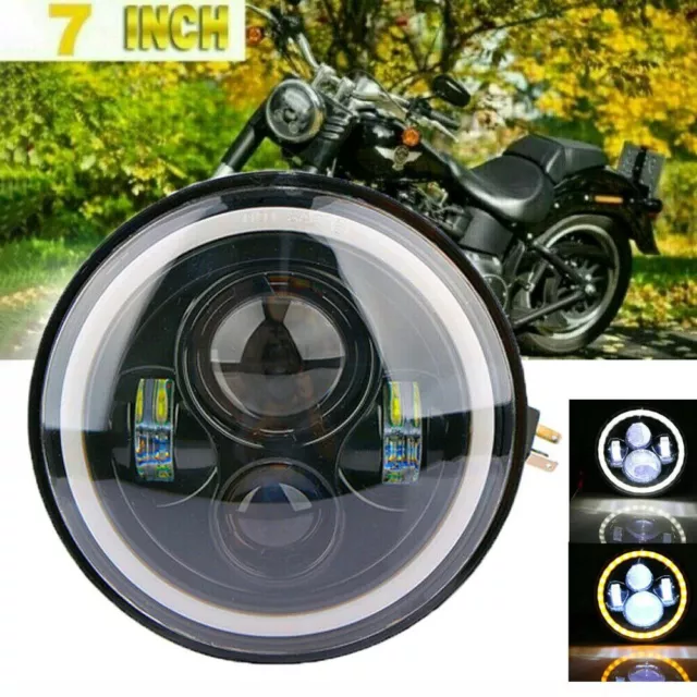 7" Universal 9-36V Motorcycle Headlight Hi/Lo Beam LED Front Headlamp 6500lm