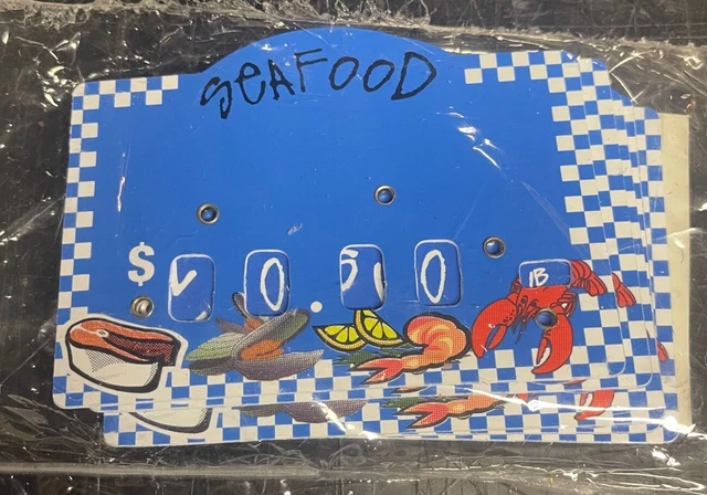 Seafood Price Tags-3"H x 4" W- dial a price- 5 pieces