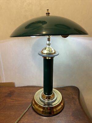 Vtg *Touch-on* Atomic Table Lamp 'Flying Saucer' UFO Mushroom Metal Art Deco 18”