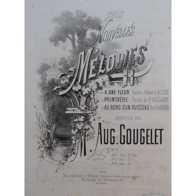 GOUGELET Aug. A une Fleur Chant Piano ca1885