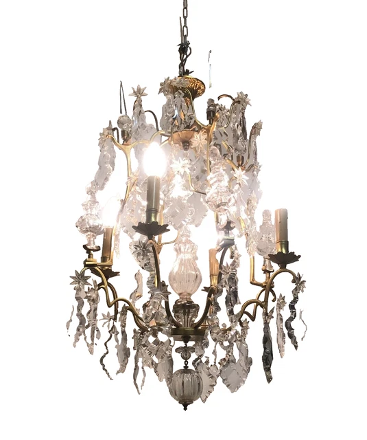 LUSTRE CAGE ÉPOQUE Louis XV 18ème siècle à pampilles de cristal et ...