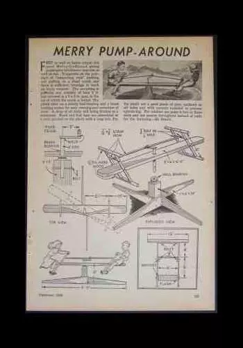 Pump Action MERRY-GO-ROUND 1949 HowTo build PLANS Unique design