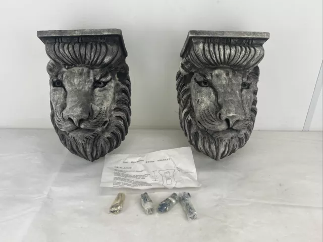 Pair Curtain Rod Holders Corbel Scarf Wall Scroll Lion Heads For 1" Rod NEW!!!