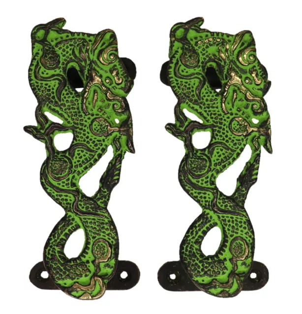 Vintage Antique Style Handmade Brass Dragon Shape Door Handle Drawer Pull Knob