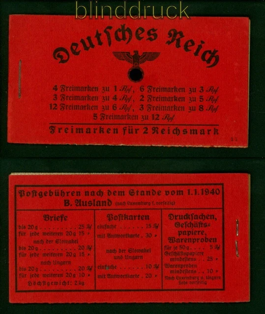 dt. Reich Markenheftchen Mi # 39.1 postfrisch Hindenburg 1940/41 (54139)