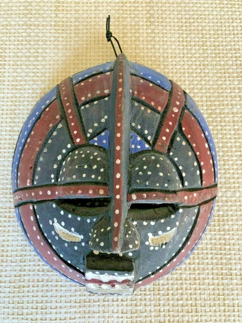 African Mask Hand Carved of Wood and Painted