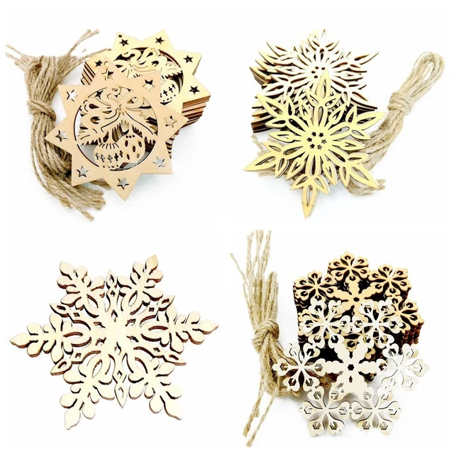 10PCS handwerk hohl xmas - baum "ornament christbaumschmuck schneeflocke holz
