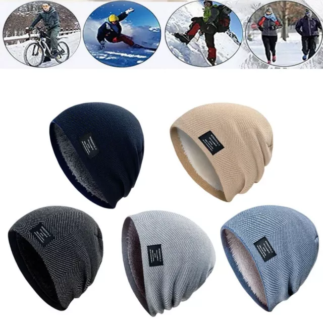 Windproof Outdoor Ski Cap Knitted Beanie Winter Fleece Hat Warm Cap Thermal Hat