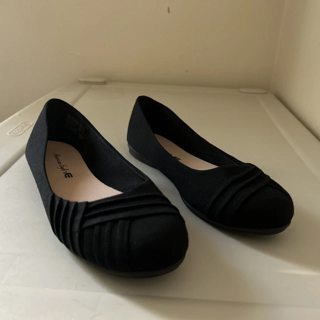 AMERICAN EAGLE BREE Womens 8 Ballet Flats Black Fabric Casual Slip On 14.00 PicClick