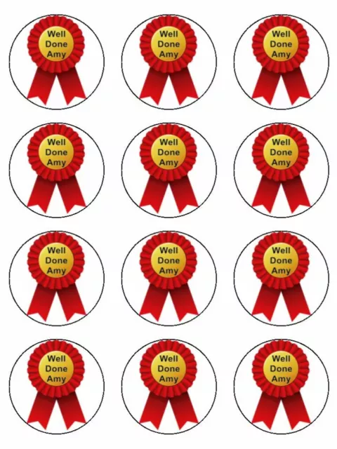 rosette-well-done-personalised-edible-cupcake-toppers-wafer-icing-x12