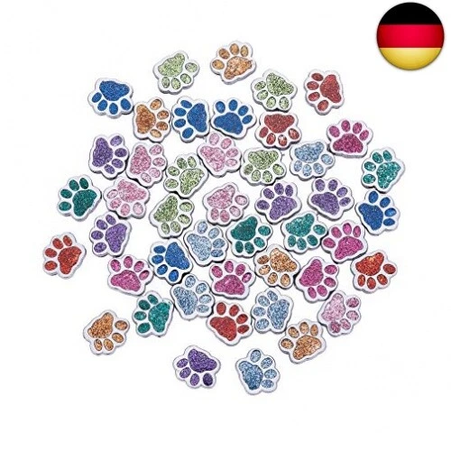 45 Stück Tier Katze & Hund Pfote Chunk Charms Anhänger Kristall Perlen Schmuck F