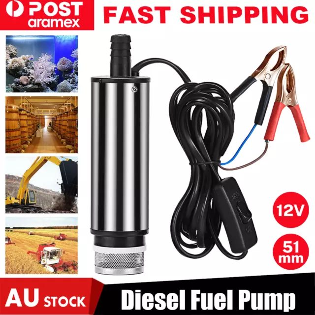 12V Aluminium Diesel Fuel Pump Submersible Transfer Vessel Water Oil Car Auto