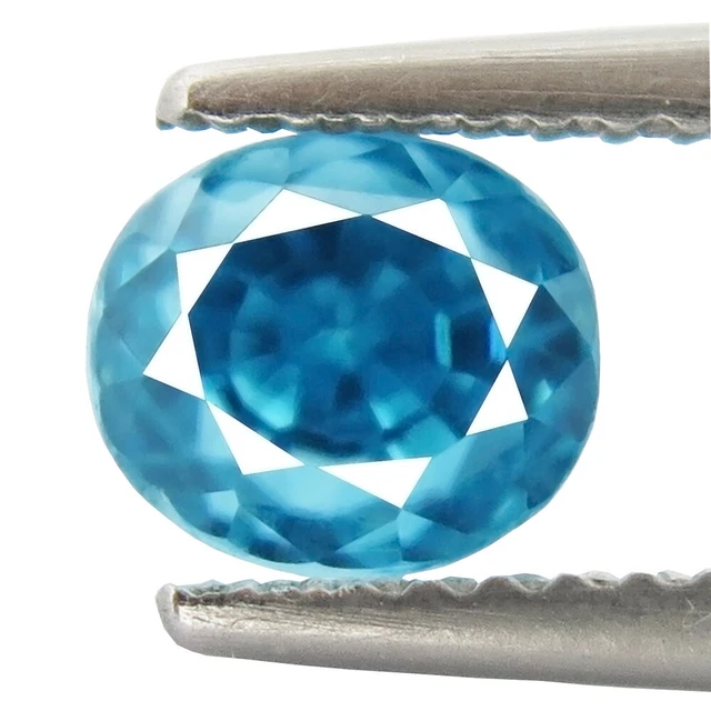 Pierre Précieuse Rare : Zircon Bleu Naturel Du Cambodge, 1.25 Carat, Traité Thermiquement, Dimensions 7.7x4.8 Mm