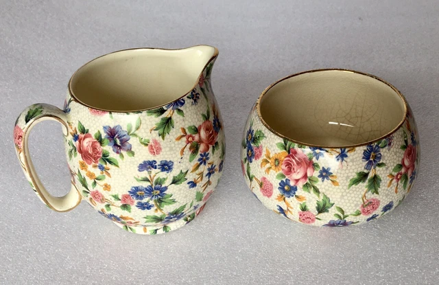 Royal Winton Grimwades England "Old Cottage Chintz" Sugar & Creamer