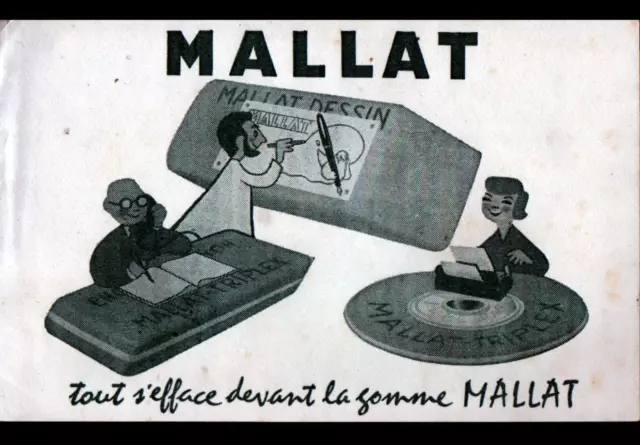 ECOLE / FOURNITURE SCOLAIRE / Buvard ancien GOMME "MALLAT-TRIPLEX"