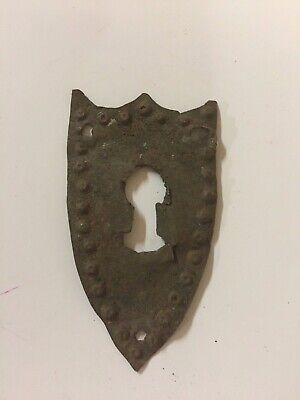 Early Hand-forged Iron Keyhole Shield Shaped Door Escutcheon ~ HW49