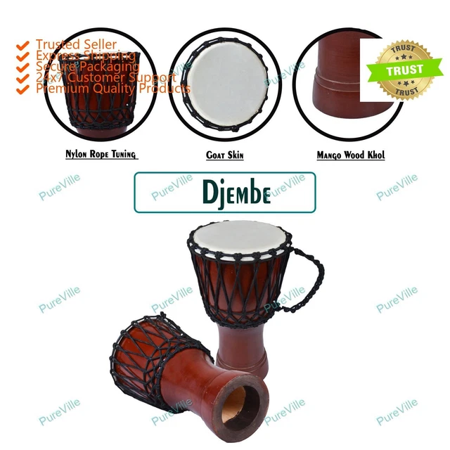 Djembé Africain Authentique 54cm - Tambour Tamtam Bois Brut - Percussion Ethnique