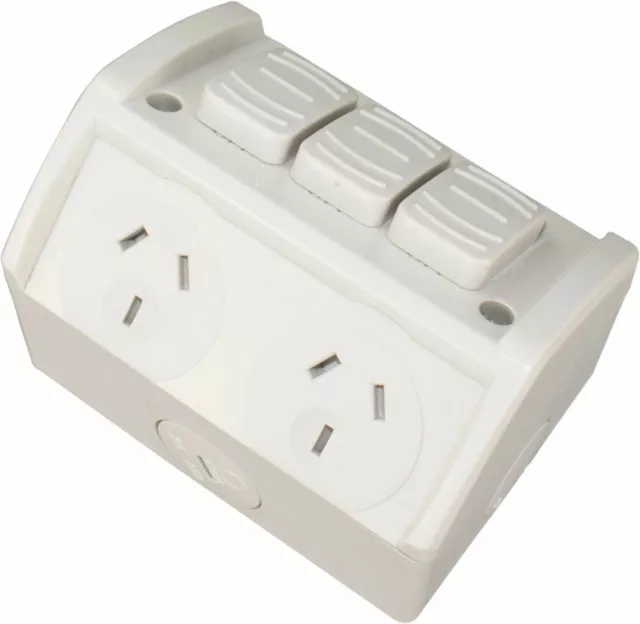 Weatherproof Double Power Point with Extra Switch GPO Outlet Socket 10A IP53